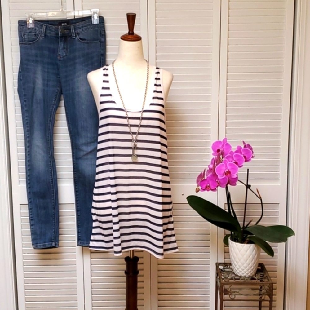H&M Basic size M. Navy Stripe Top